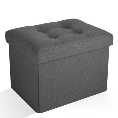 Grey Storage Ottoman, Foot Rest Stool, Foldable Entryway Bench - Image 1 of 4