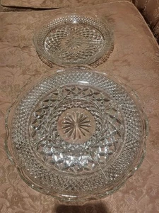 2 Piece Set Anchor Hocking Wexford Pattern 3 & 5 Section Platters MINT - Picture 1 of 5