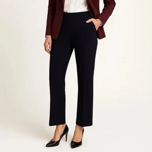 Nuevo con etiquetas Pantalón Talbots Azul Marino Pierna Recta Semi Plisado Azul Marino Talla 8 - Imagen 1 de 10