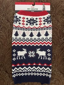 Meijer Pet Apparel Dog Sweater Xmas Tree Moose L Large Red/white/navy - Picture 1 of 3