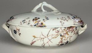 Antigua cazuela HAVILAND LIMOGES 1879-1889 flor azul con tapa #6132 - Imagen 1 de 9