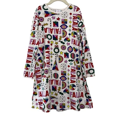 Vestido estampado navideño HANNA DIFFERENTSON niñas 8 Falala árbol de Navidad arco iris estrellas Foto 1 de 4