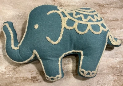 Elephant Small Throw Pillow Decorative Home Bed Lucky Trunk Up 9x13 Embroidered - Image 1 of 2