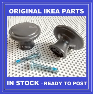 Ikea HAUGA wardrobe knobs 10051940 & screws grey metal new ORIGINAL parts x2 - Picture 1 of 3