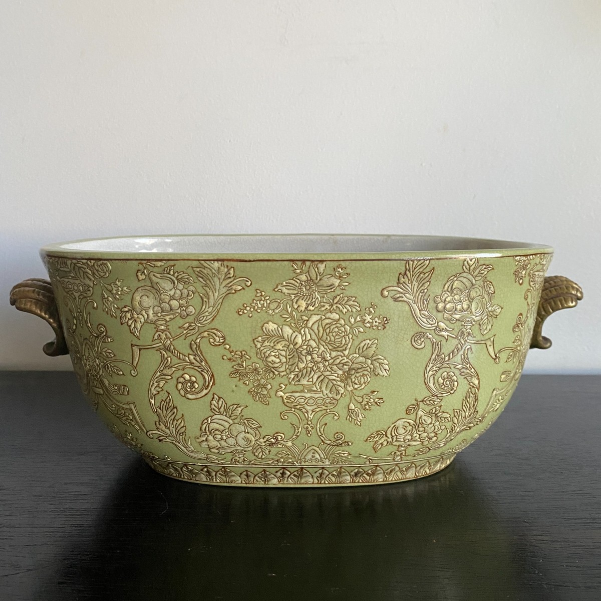 中国　存星　花草彫　煎茶盆　香盆　輪花盆　N　8081A ColBase