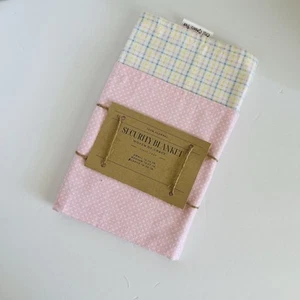 Große handgefertigte Flanell Sicherheitsdecke/Lovey 19" x 19" rosa gepunktet Plaid - Bild 1 von 5