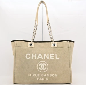 Auth CHANEL Shoulder Bag Deauville Chain Tote Bag Coco Mark ch33168cc - Picture 1 of 10