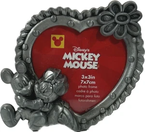 Cornice portafoto Disney Topolino Minnie coppia matrimonio fidanzato amore peltro misura 3 x3 - Foto 1 di 5