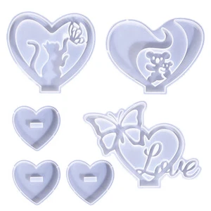 Heart Shape Art Epoxy Resin Mold Pet Animal DIY Love Ornament Silicone Mould - Picture 1 of 15