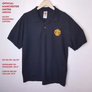 Official Manchester United Men MEDIUM Black Polo - Picture 1 of 11