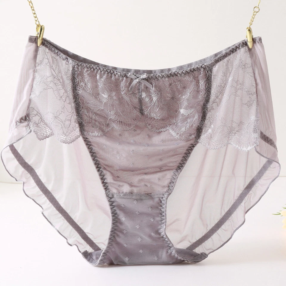 Lace Sheer Lady UnderwearsKnickers Briefs Sexy Retro High Waist Polka Dot Soft - Image 1 of 4