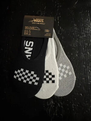 NWT Vans Black White Gray Grey Checkers Sock 3-Pack Women's Size 6.5-10 - Image 1 of 2