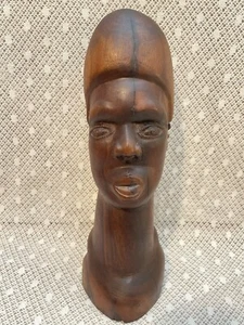 Vintage Hand Carved Wood Statue ~ Large Phallus Shaped African Bust ~ Wonderful! - Picture 1 of 10