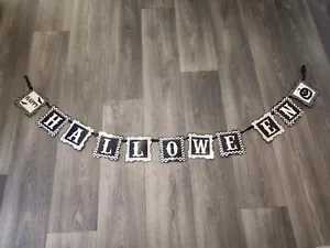 Happy Halloween Banner Large Black And White 70 Inches - Picture 1 of 3