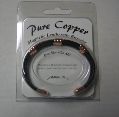 Pulsera de cuero sintético magnético de cobre, talla única, totalmente nueva Foto 1 de 2