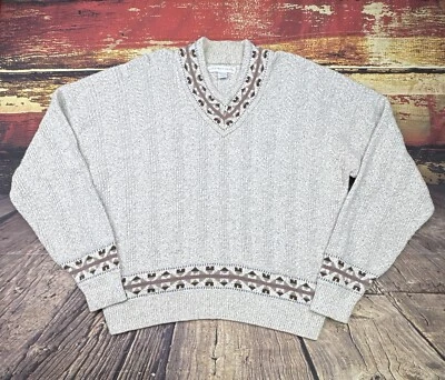 Suéter De Colección Geoffrey Beene Para Hombres XL EE. UU. 90 Cuello en V Tejido Azteca Cosby Abuelo Preparación Foto 1 de 4