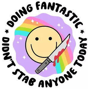 Funny Smiley Face Knife Vinyl Sticker 4 Inch Waterproof Decal - Picture 1 of 3