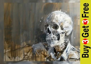 Skeleton In Shirt 5"x7" Print on Matte Paper | Dark Edgy Figure Artwork - Picture 1 of 17
