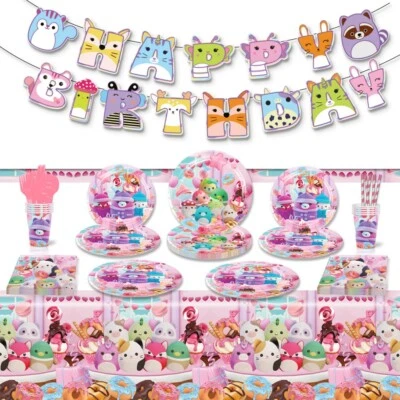 Squishmallows Balloon Birthday Tableware Supplies Banner Plates Party Decoration