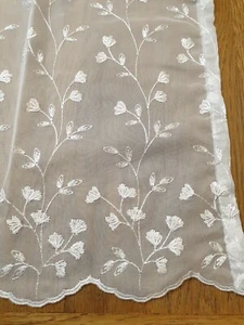 John Lewis MTM 120 x 129cm Kara White Embroidered SLOT TOP Pair Voiles Curtains - Picture 1 of 6
