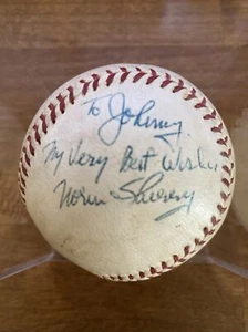 Norm Sherry Dodgers Autographed/Witnessed baseball “To Johnny my very best wish” - Picture 1 of 4