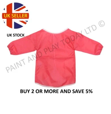 PAINT AND PLAY TODAY Childrens Kids Waterproof Apron Smock Painting Art Craft - Pink - Choose Size
