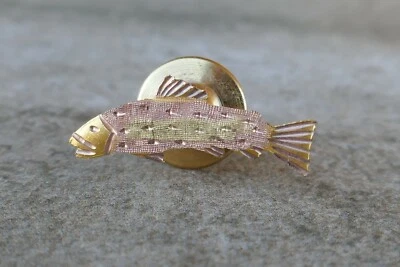 Vintage Black hills gold trout 12kt Multi-tone Gold Fish Tie Tac - 0.7 Grams - Image 1 of 4