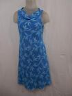 SL Fashions Women’s 8 Ocean Blue Floral Sleeveless Cocktail Dress Flare Made USA
