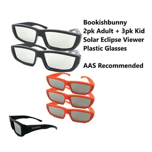 2 Adults 3 Kids Solar Eclipse Viewer Plastic Glasses ISO Certified Sun View NEW - Picture 1 of 9