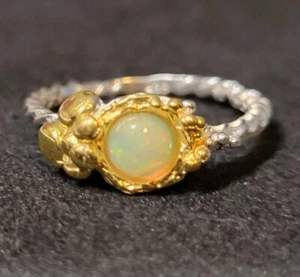 Natural Ethiopian Opal 925 Sterling Silver Ring Jewelry Size 7 0231 - Picture 1 of 8
