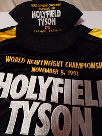 HOLYFIELD TYSON WORLD HEAVYWEIGHT CHAMPIONSHIP1991 CAESARS PALACE JACKET & HAT! Cover