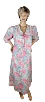 Vestido de Colección Wolverine Cremallera Bata Pastel Floral Peter Pan Cuello de Encaje L Foto 1 de 4