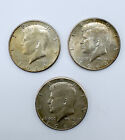 Three 1964 P Kennedy Half Dollars, 90% Silver, Us 3 Coin Lot