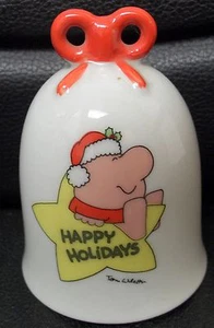 Campana de cerámica fina vintage Ziggy ""Happy Holidays"", 1980, Navidad, Santa - Imagen 1 de 2