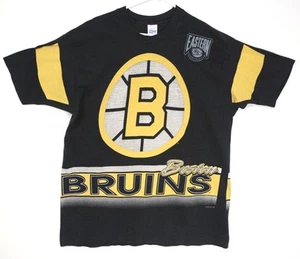 Vintage 90s Boston Bruins AOP T-Shirt Mens XL Single Stitch Salem 1994 USA Made - Picture 1 of 19