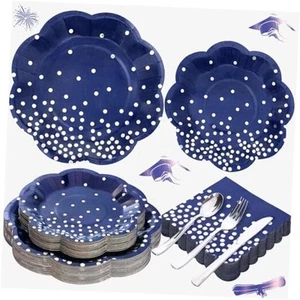 Blue and Silver Party Decorations,Graduation Plates and Napkins Party - Picture 1 of 7
