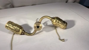 Vintage two light brass bulb pull chain lamp cluster wired K - Picture 1 of 10