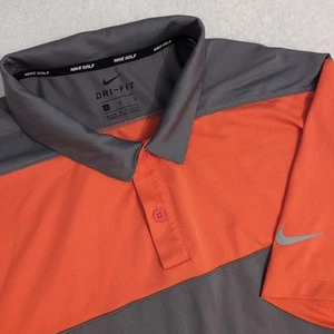 Nike Golf Dri-FIT Victory Polo Shirt Color Block Gray Orange Mens L 13% Spandex - Picture 1 of 7