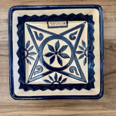 Bandeja cuadrada de baratija de cerámica esmaltada estilo marroquí hecha a mano plato cuenco Sevilla Foto 1 de 4