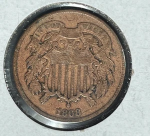 1868 TWO CENT PIECE~FINE/VF ~NICE COIN~ - Picture 1 of 4