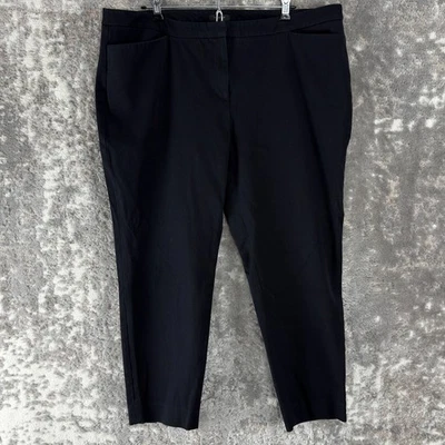 Pantalones elásticos halógenos talla 16 tobillo plano frente azul marino botón cremallera forrado algodón Foto 1 de 4