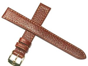 GENUINE LEATHER WATCH STRAP TAN 12MM 14MM GOLD BUCKLE FROM ZRC FRANCE RRP £8.25