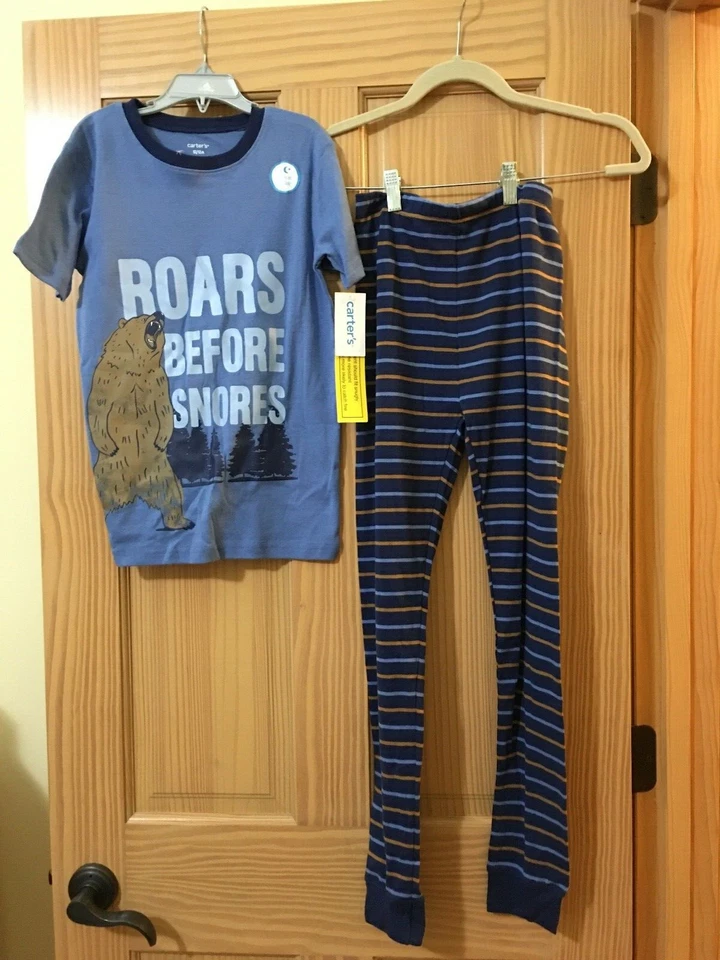 New Carter's Boys Bear Pajama set Gray Snug Fit Short Sleeve Pants - Image 1 of 1