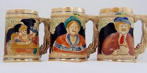 Vintage German Style Souvenir Beer Stein Mug Set Of 3 Made Of Ceramics. - Imagen 1 de 8