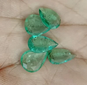 6.16ct Pear Cut Natural Zambian Emerald Lot Loose Gemstones - Picture 1 of 4