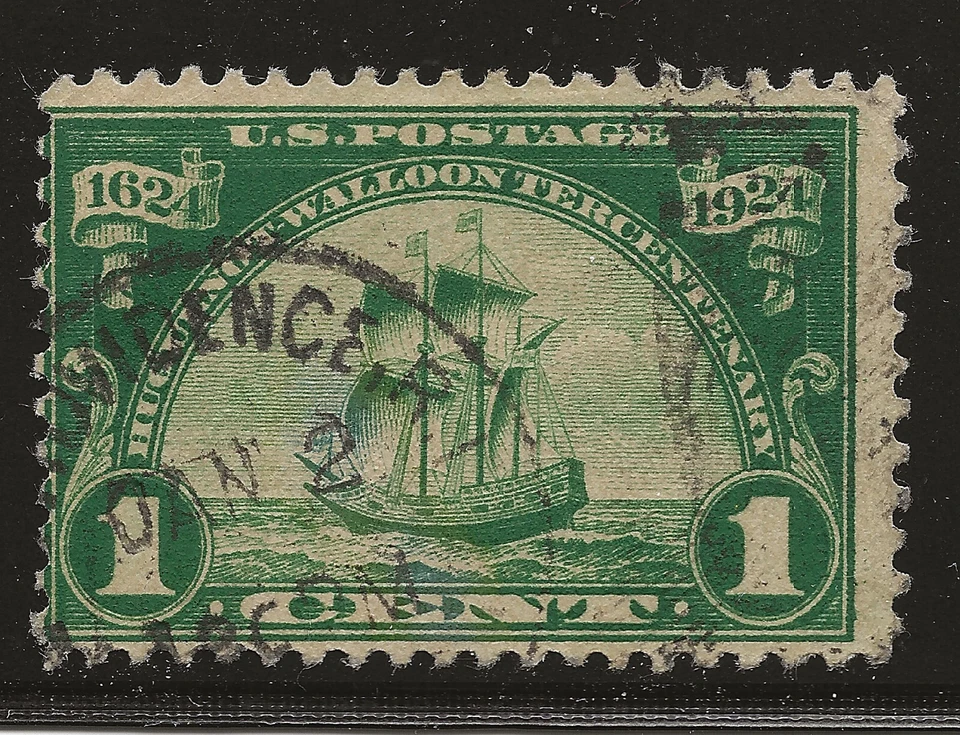 US Scott #614, Single 1924 Huguenot-Walloon 1c FVF Used - Image 1 of 1