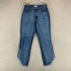 Tobi Cropped Denim Jeans Women's 27 Blue 5-Pocket Mid Rise Whisker Chewed Hem