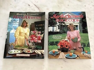 2 Vintage 80's Martha Stewart Hardcover Cookbook lot Hors D’oeuvres Quick Cook - Imagen 1 de 17