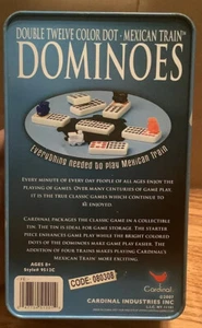 Double 12 Mexican Train Dominoes Metal Tin Box - Picture 1 of 9