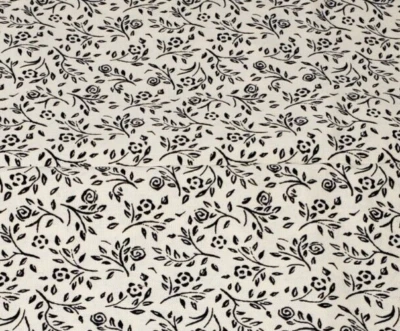 Blank Quilting Fabric 1 Yard Black Flowers White Background Roses BTR-6196 - Image 1 of 4